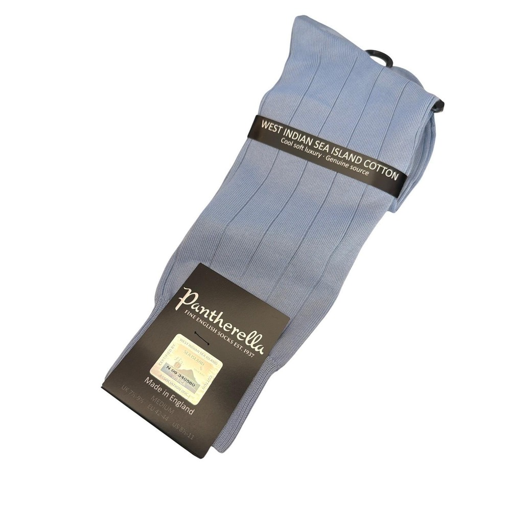 Y2K Pantherella Light Blue Socks Sea Island Cotton Luxury Preppy Heritage